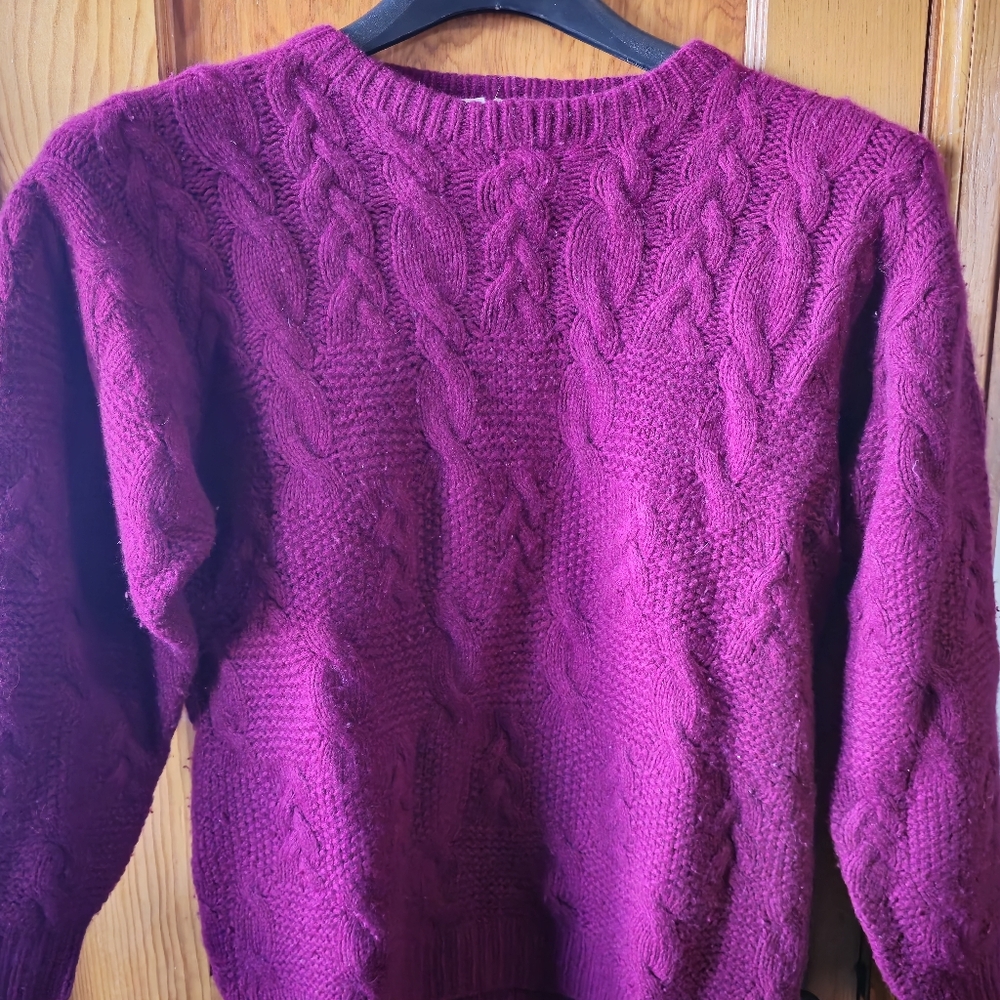 TSE 100% Cashmere Cable Knit Sweater - Purple